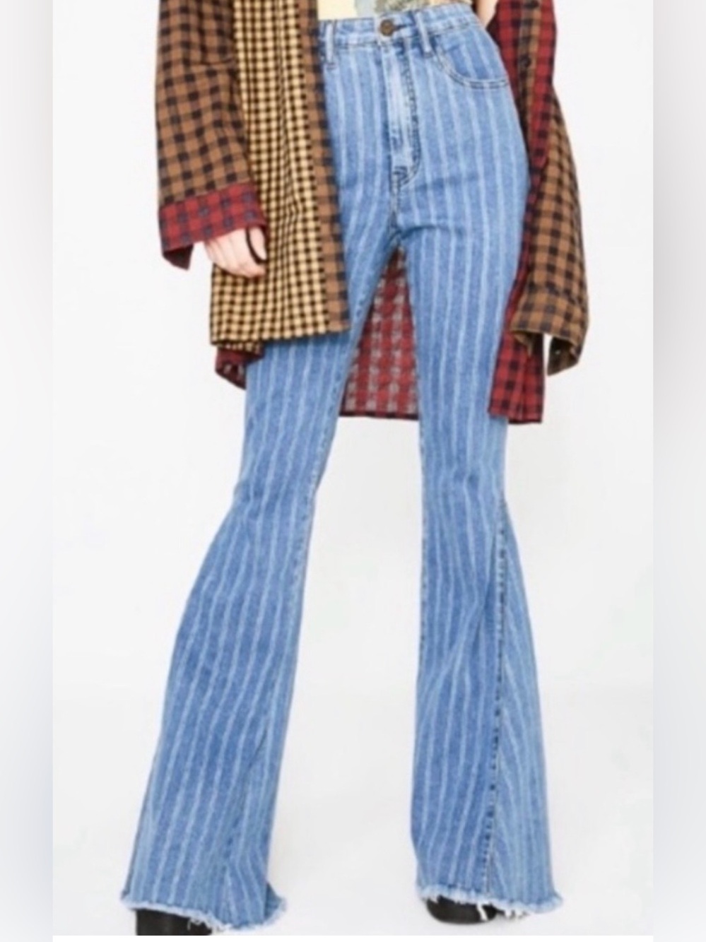 Show Me Your Mumu Berkeley Bells Fountain Stripe Jeans Blue Size 28